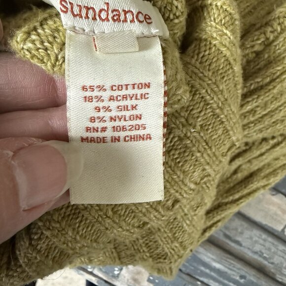 Sundance Toasty Dimensions Turtleneck Sweater Sz S Green Cozy Cotton Silk Blend - Picture 9 of 9